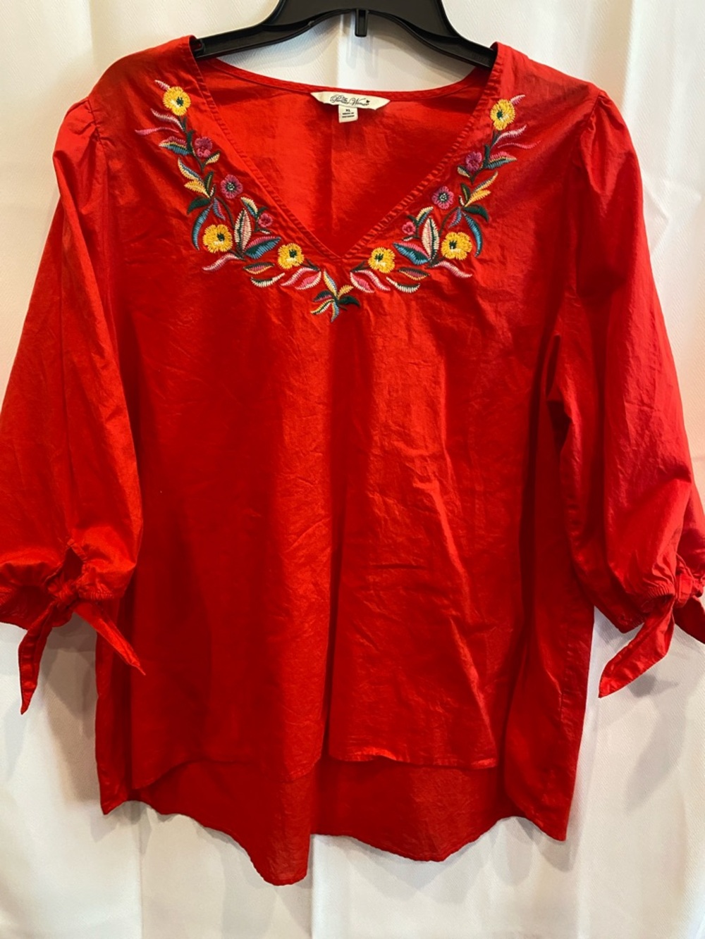 The Pioneer Woman Red V-Neck Embroidered Floral Blouse